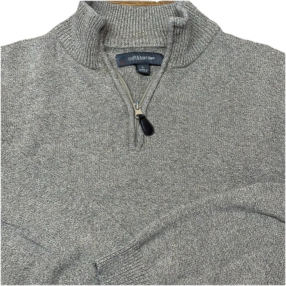 Croft‎ & Barrow 1/4 Zip Sweater Gray Knit Long Sleeve 100% Cotton Men's L